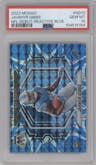 Jahmyr Gibbs from the 2023 Panini Mosaic set featuring a Reactive Blue parallel graded by PSA and given an overall grade of 10.