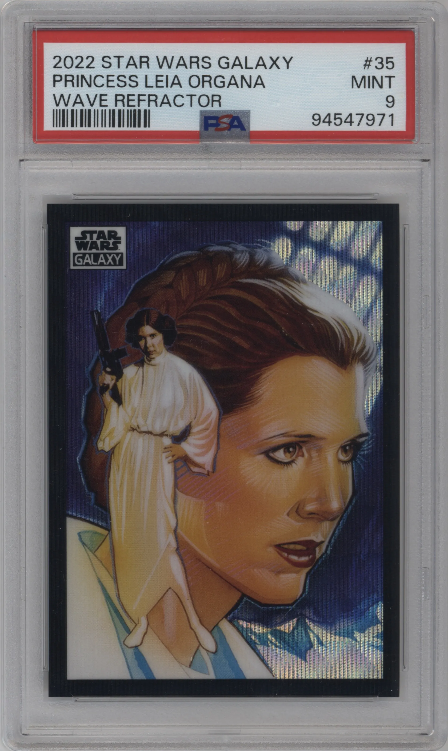 2022 Topps Chrome Star Wars Galaxy Princess Leia Organa Wave Refractor #35 PSA 9