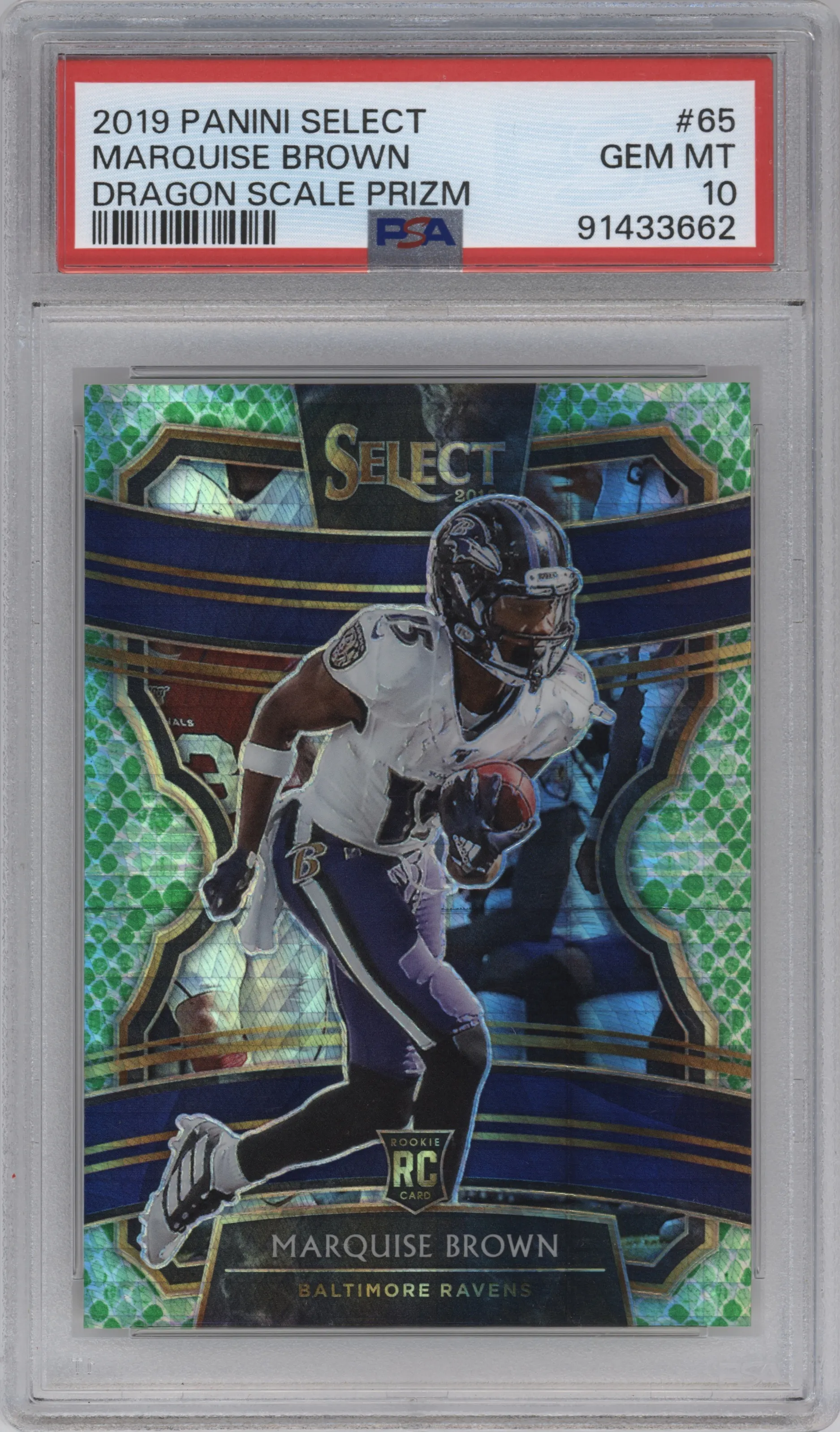 2019 Panini Select Marquise Brown Dragon Scale #65 PSA 10