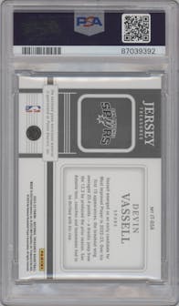 Devin Vassell from the 2022-23 Panini National Treasures set featuring a Super Prime parallel graded by PSA and given an overall grade of 10.