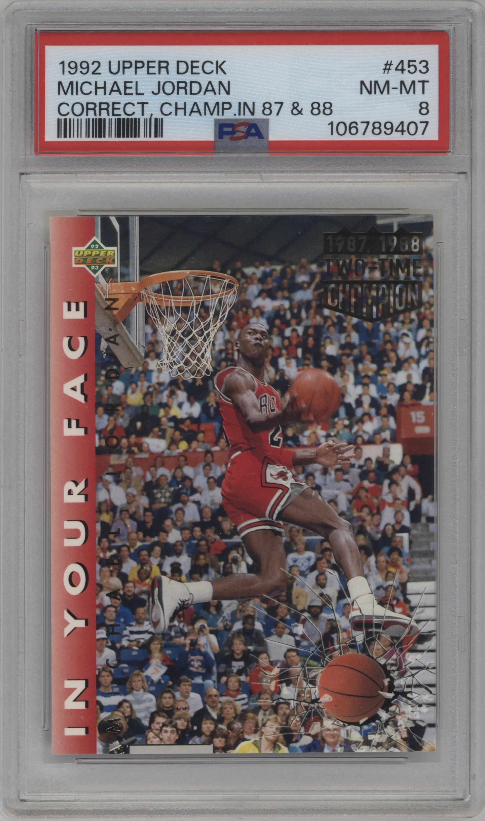 1992 Upper Deck Michael Jordan #453 PSA 8