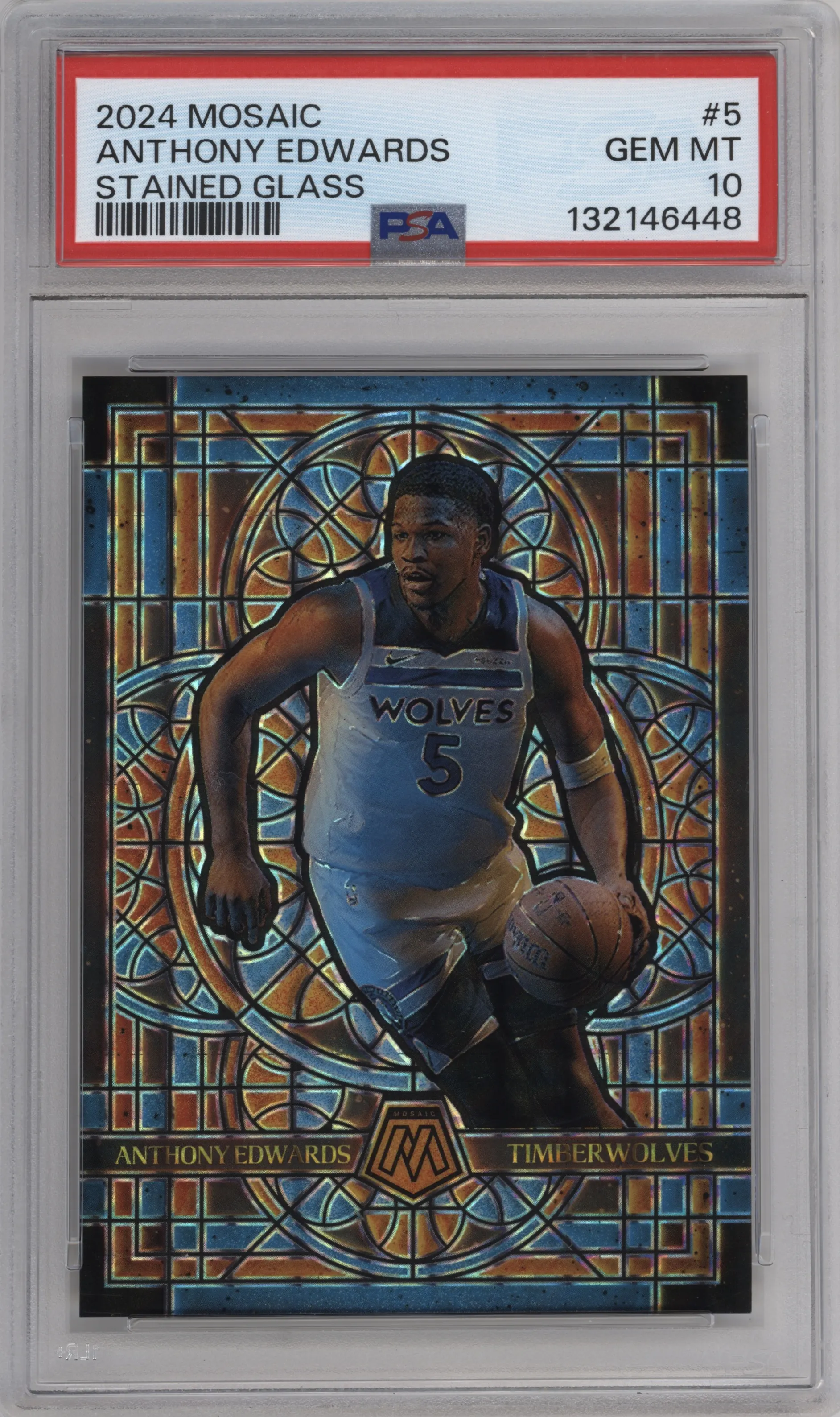2024 Panini Mosaic Stained Glass Anthony Edwards #5 PSA 10