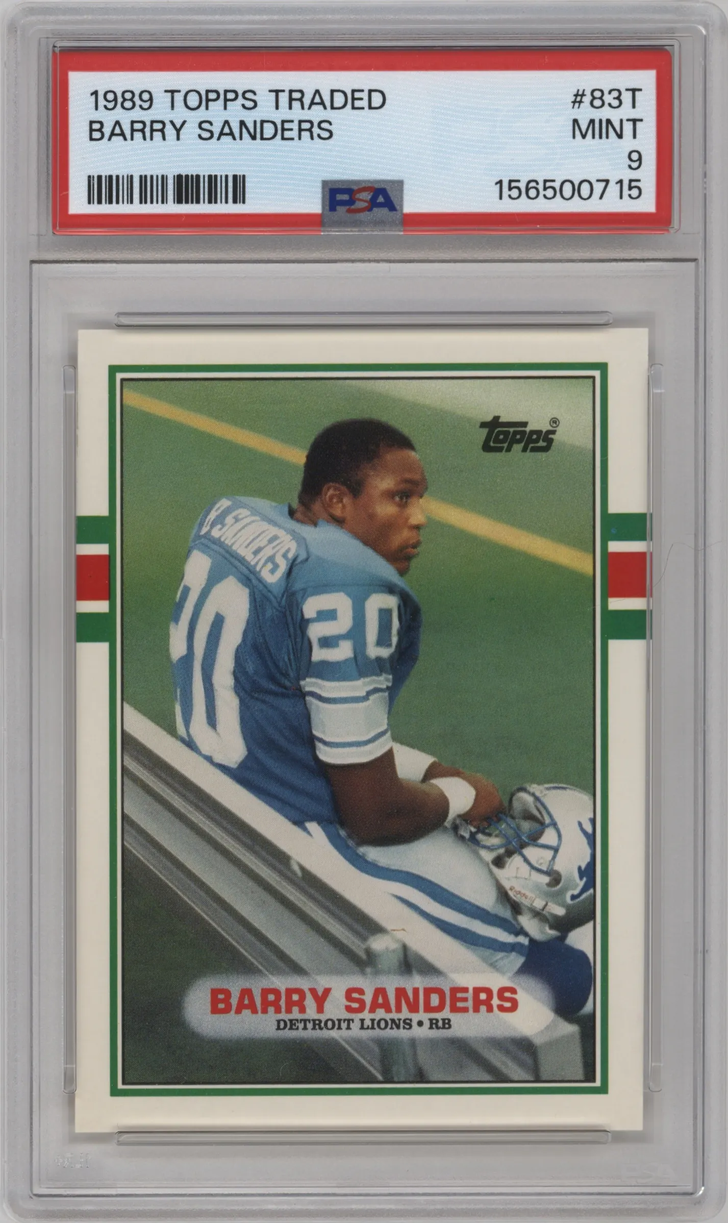 1989 Topps Traded Barry Sanders PSA 9