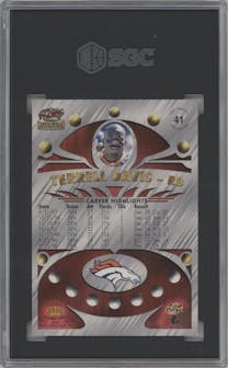 Terrell Davis from the 1997 Pacific Revolution set graded by SGC and given an overall grade of 8.