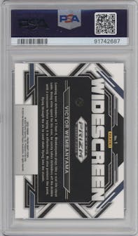 Victor Wembanyama from the 2023-24 Panini Prizm Draft Picks set graded by PSA and given an overall grade of 9.
