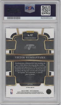 Victor Wembanyama from the 2023-24 Panini Select  set featuring a Tectonic parallel graded by PSA and given an overall grade of 10.
