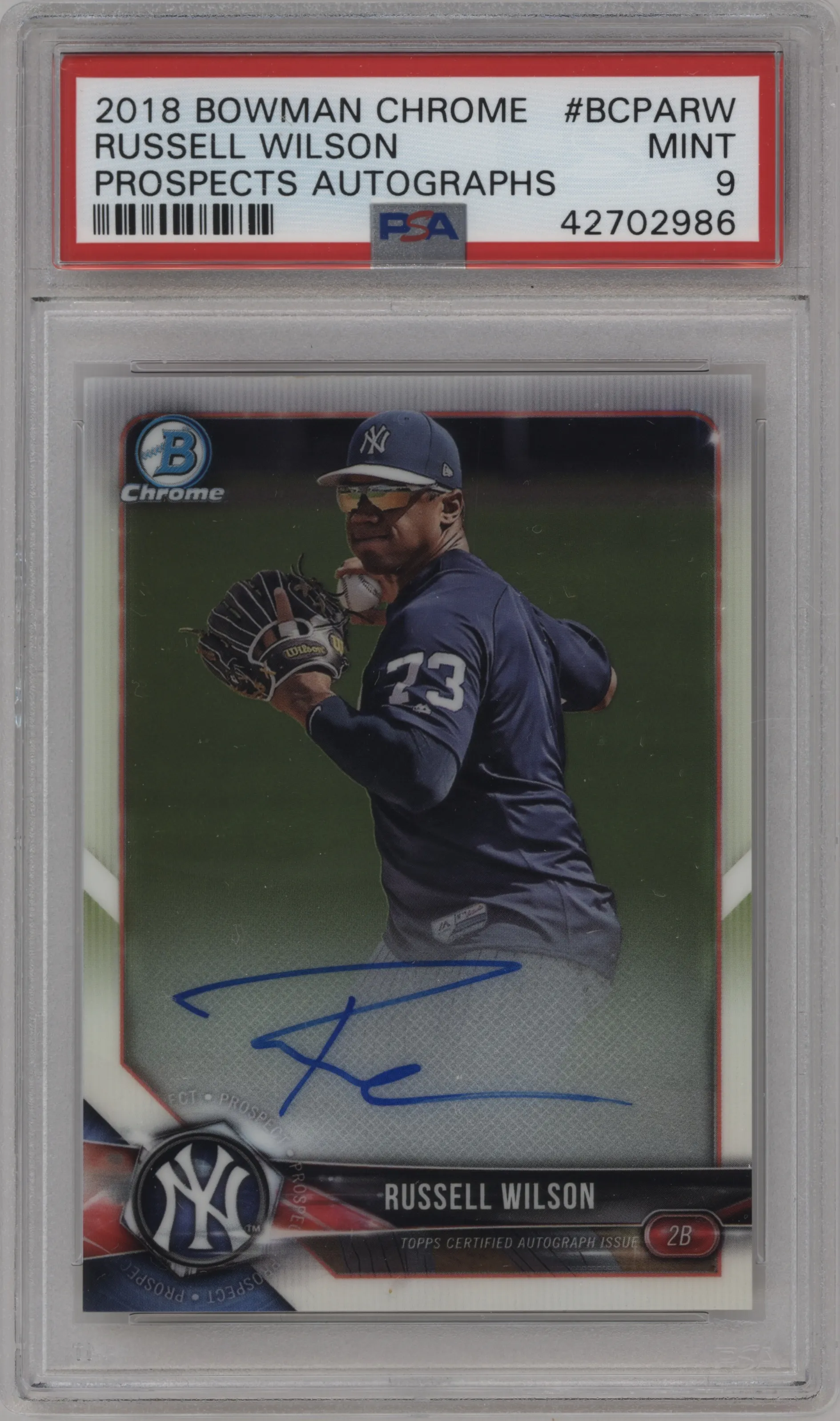 2018 Bowman Chrome Pros.Auto Russell Wilson #BCPA-RW PSA 9