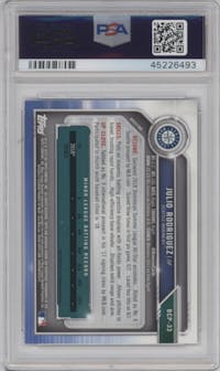 Julio Rodriguez from the 2019 Bowman  set graded by PSA and given an overall grade of 10.