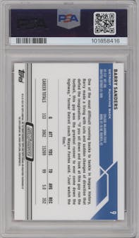 Barry Sanders from the 2023 Topps Composite set featuring a Orange Wave Refractor parallel graded by PSA and given an overall grade of 9.
