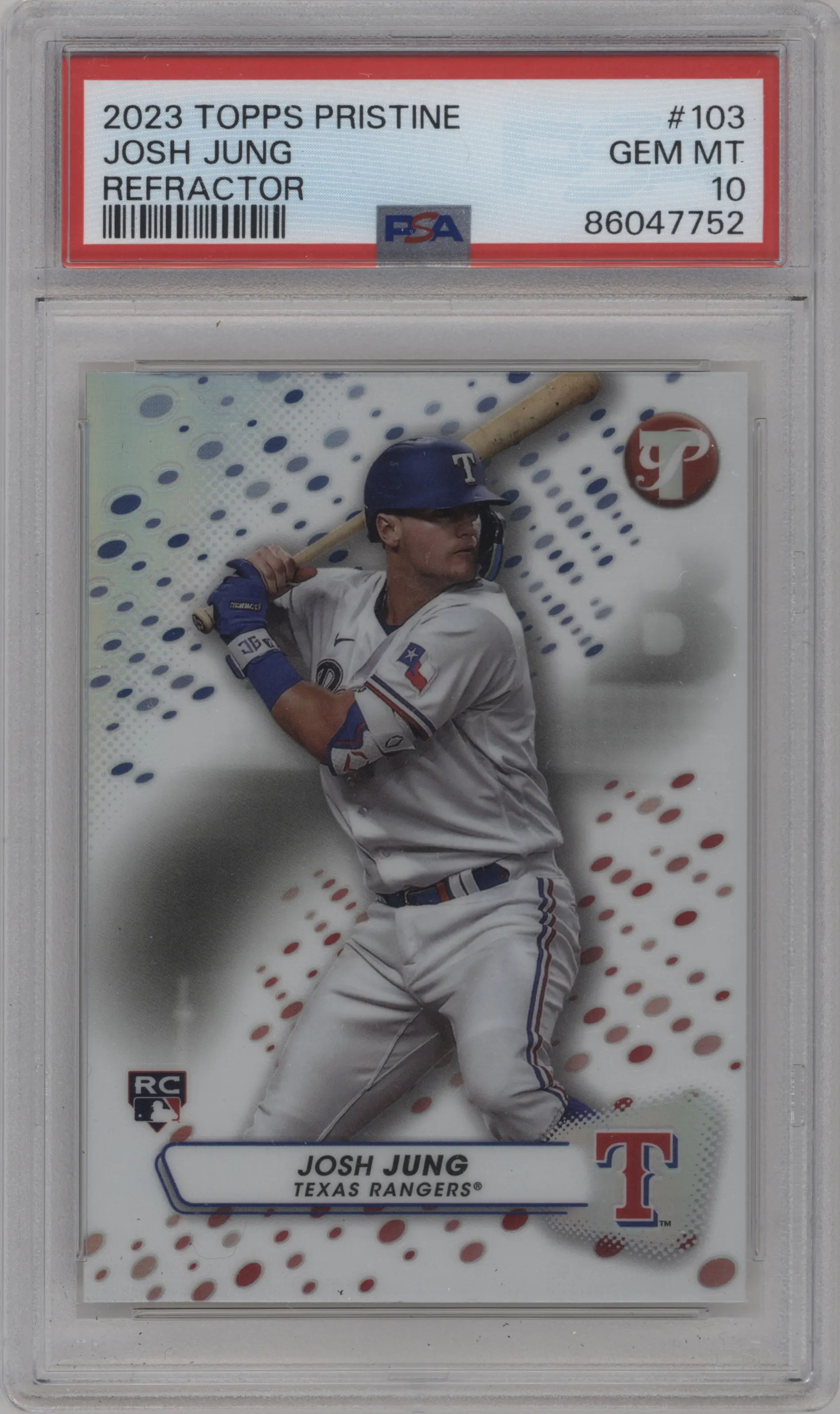 2023 Topps Pristine Josh Jung Refractor PSA 10