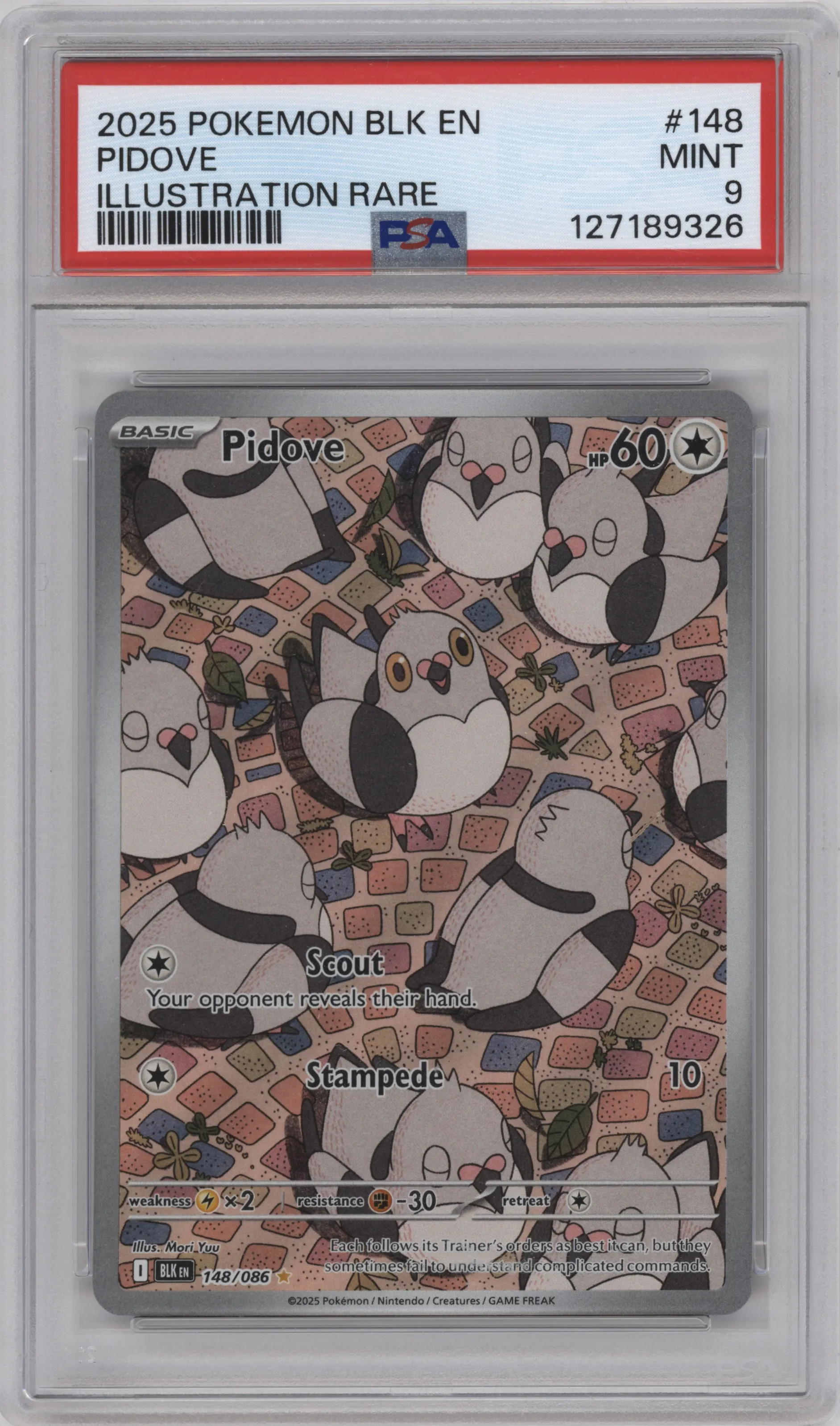 2025 Pokemon SV Black Bolt Pidove #148 PSA 9