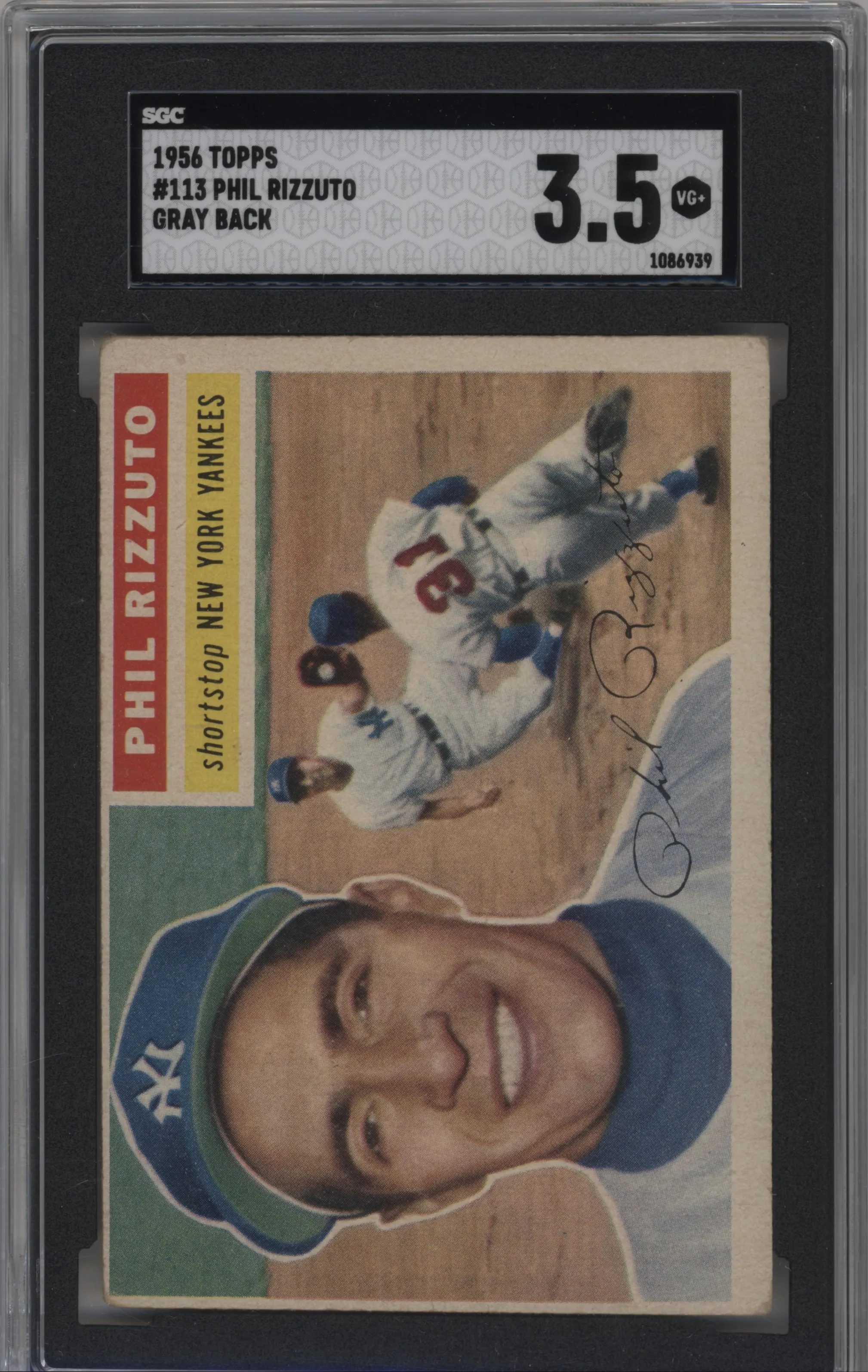 1956 Topps Phil Rizzuto Gray Back SGC VERY GOOD+ 3.5 #113 SGC 3.5