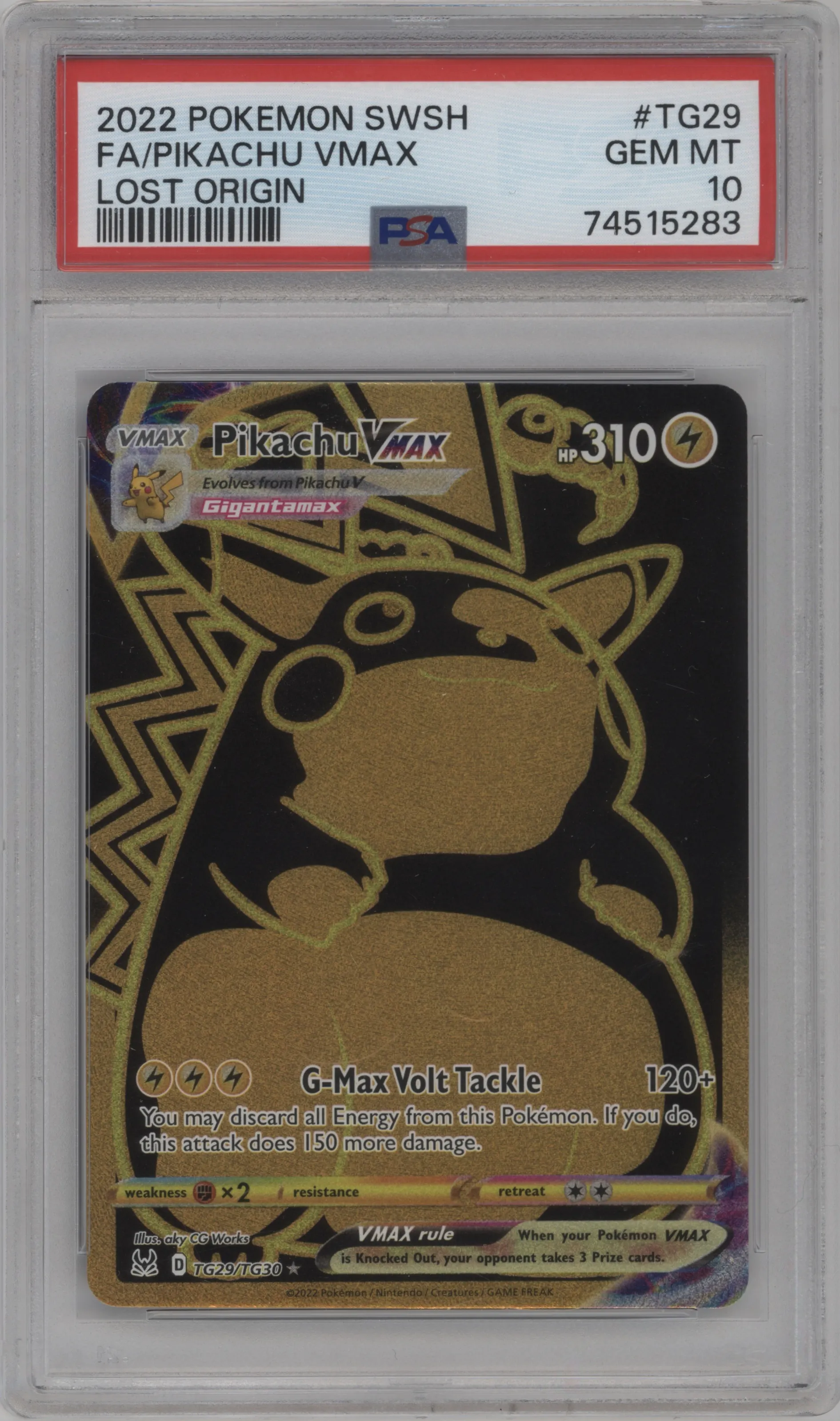 2022 Pokemon SWSH Lost Origin TG Pikachu VMAX #TG29 PSA 10