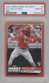 Elly De La Cruz from the 2024 Topps Hobby Rip Night set featuring a Red parallel graded by PSA and given an overall grade of 10.
