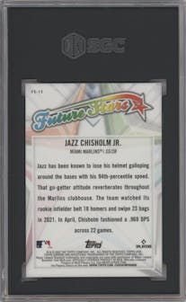Jazz Chisholm Jr. from the 2022 Topps Chrome set graded by SGC and given an overall grade of 10.