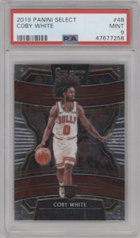 Coby White from the 2019-20 Panini Select set graded by PSA and given an overall grade of 9.