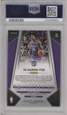 De'Aaron Fox from the 2017-18 Panini Mosaic Prizm  set featuring a Blue parallel graded by PSA and given an overall grade of 9.