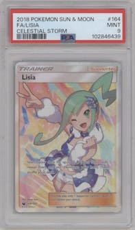 Lisia from the 2018 Pokemon S&M  set graded by PSA and given an overall grade of 9.