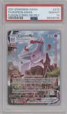 Espeon VMAX from the 2021 Pokemon SWSH set graded by PSA and given an overall grade of 10.