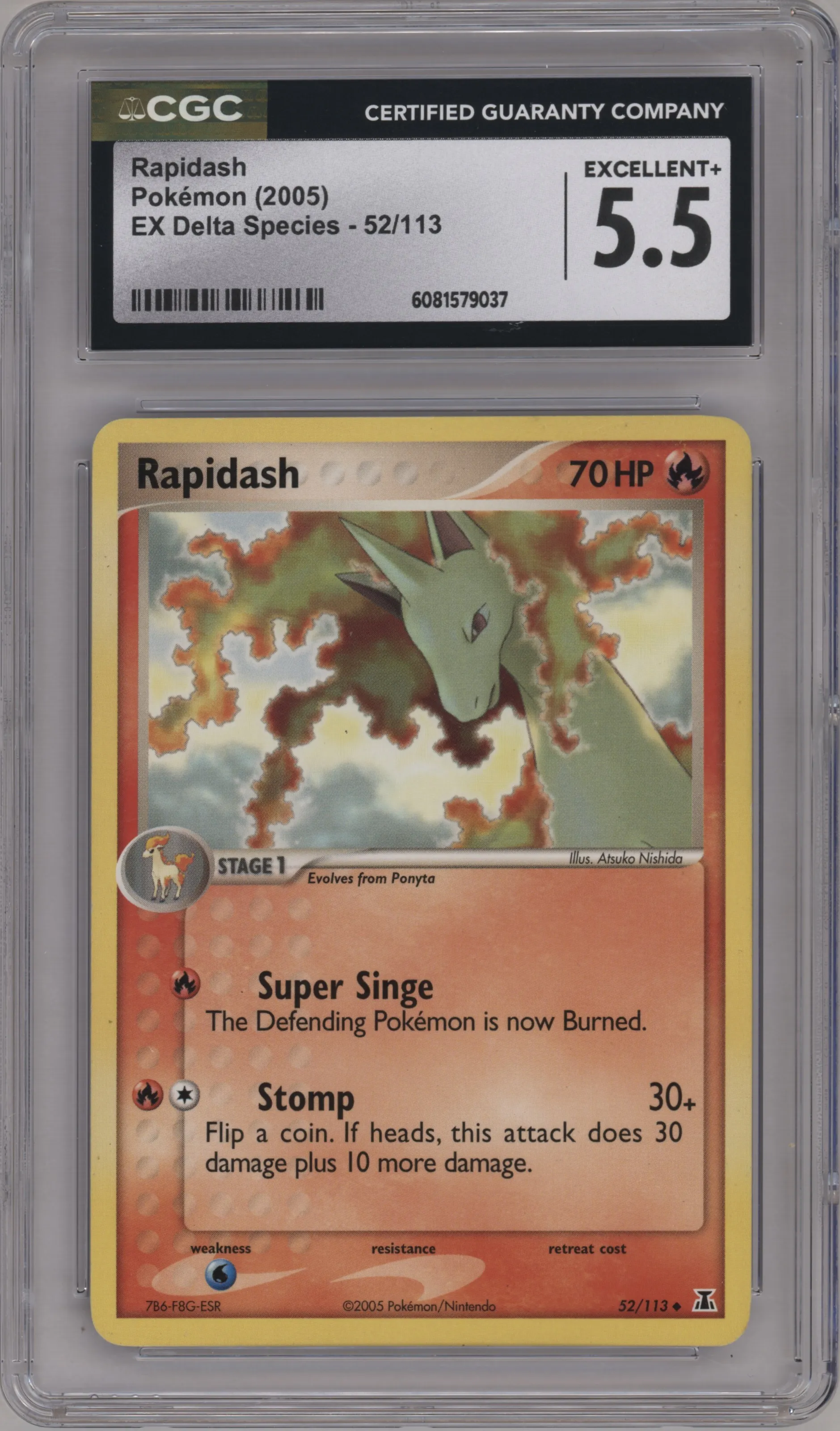 2005 Pokemon EX Delta Species Rapidash #52 CGC 5.5