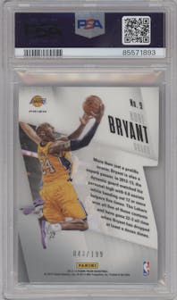  Kobe Bryant from the 2013-14 Panini Prizm set featuring a Die-Cut Light Blue parallel graded by PSA and given an overall grade of 10.