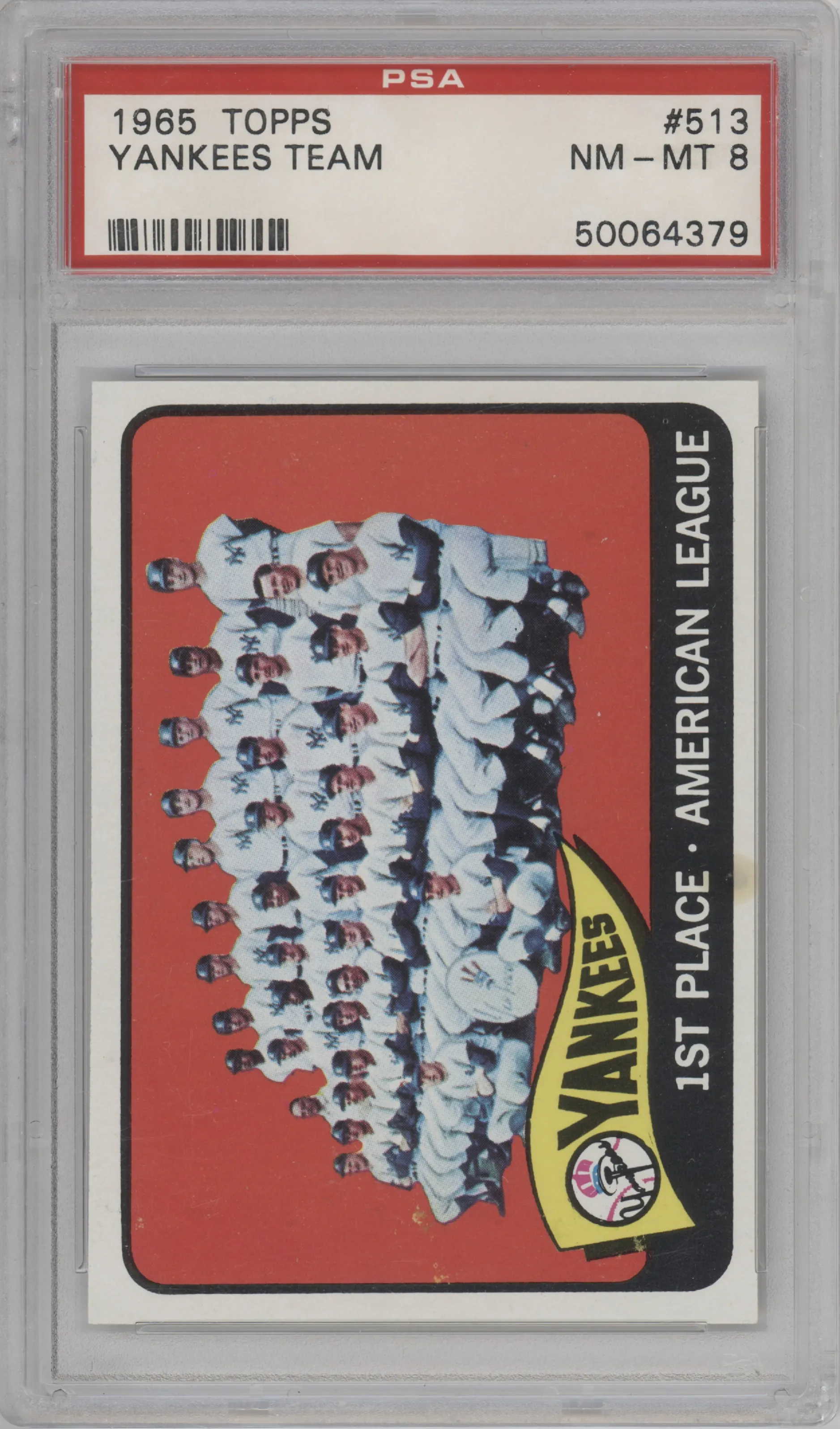 1965 Topps New York Yankees Team #513 PSA 8