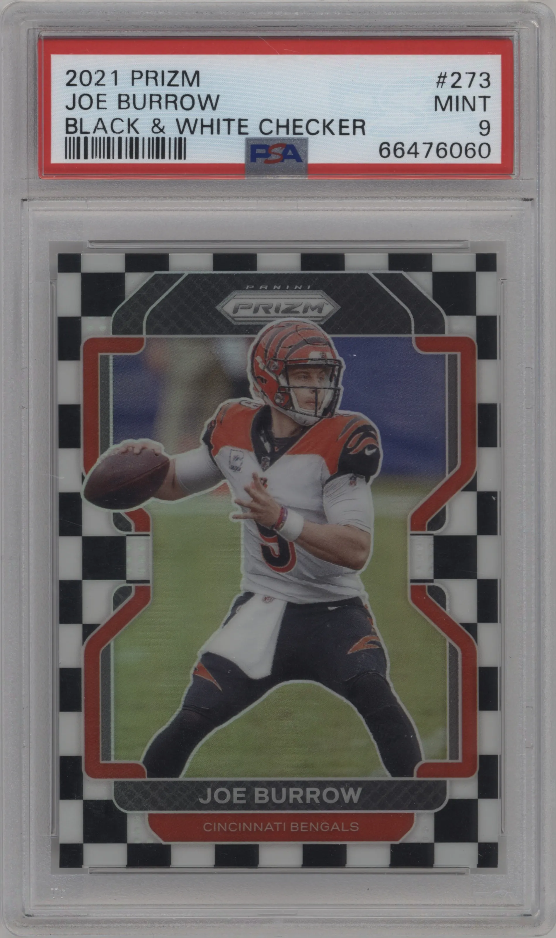 2021 Panini Prizm Joe Burrow Black & White Checker PSA 9