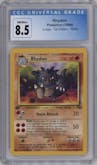Rhydon from the 1999 Pokemon set graded by CSG and given an overall grade of 8.5.