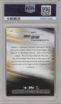 Shohei Ohtani from the 2018 Topps Chrome set graded by PSA and given an overall grade of 10.