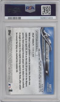 Ronald Acuna Jr. from the 2018 Topps Chrome Update  set featuring a Pink Refractor parallel graded by PSA and given an overall grade of 10.