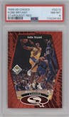Kobe Bryant from the 1998-99 Upper Deck Choice set featuring a Red parallel graded by PSA and given an overall grade of 8.