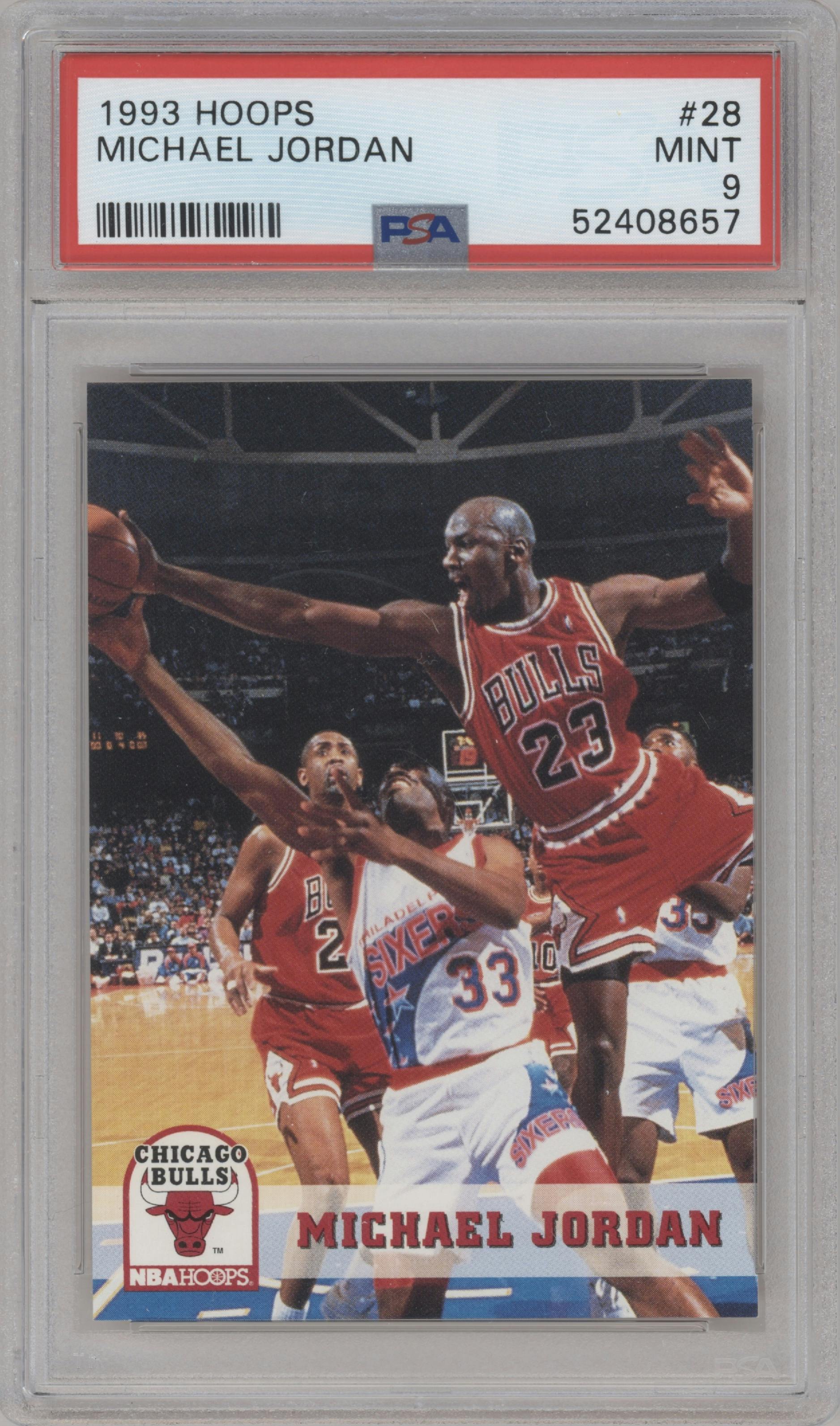 Michael Jordan from the 1993-94 NBA Hoops  set graded by PSA and given an overall grade of 9.