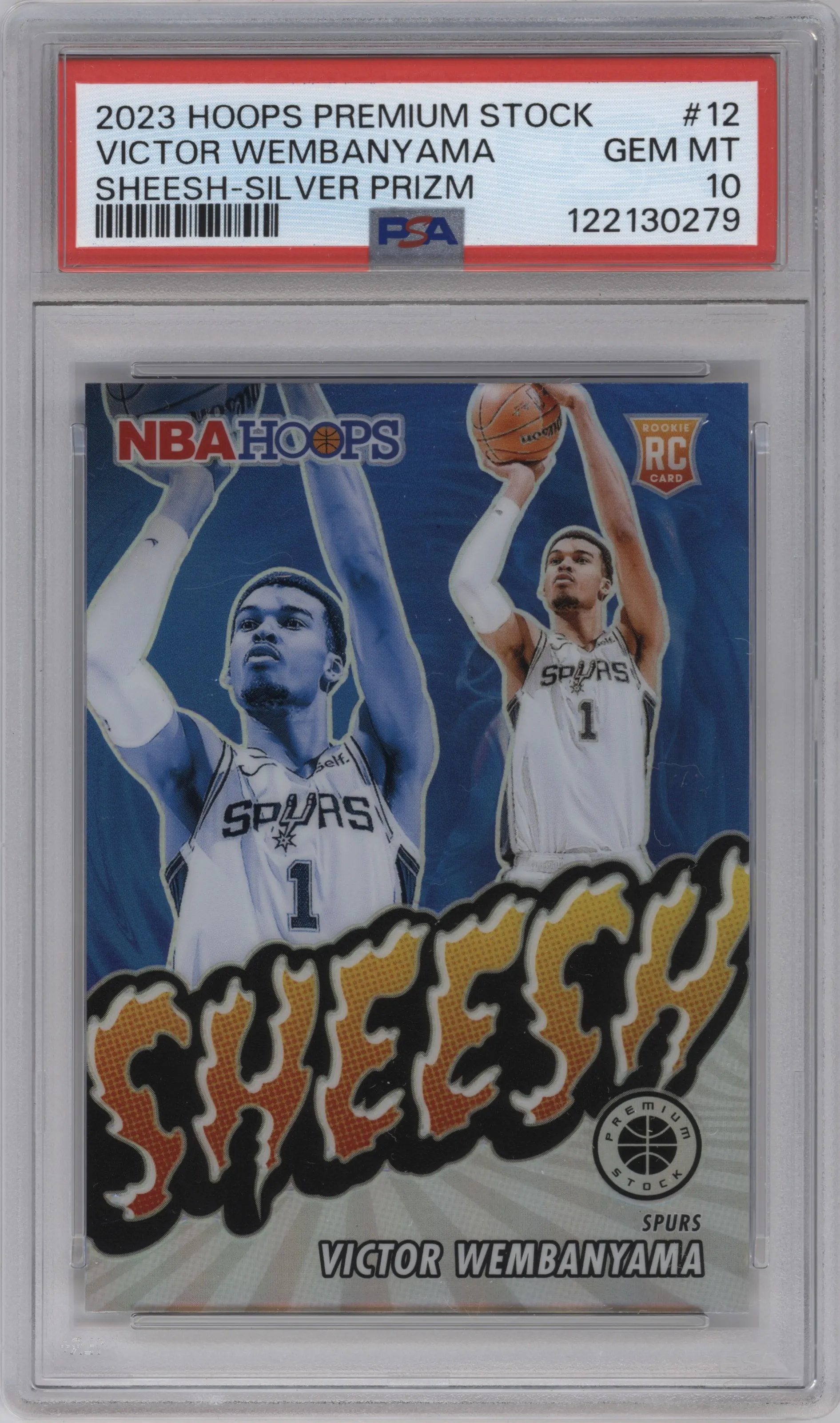 2023 Panini Hoops Premium Stock Sheesh Victor Wembanyama Silver Prizm #12 PSA 10