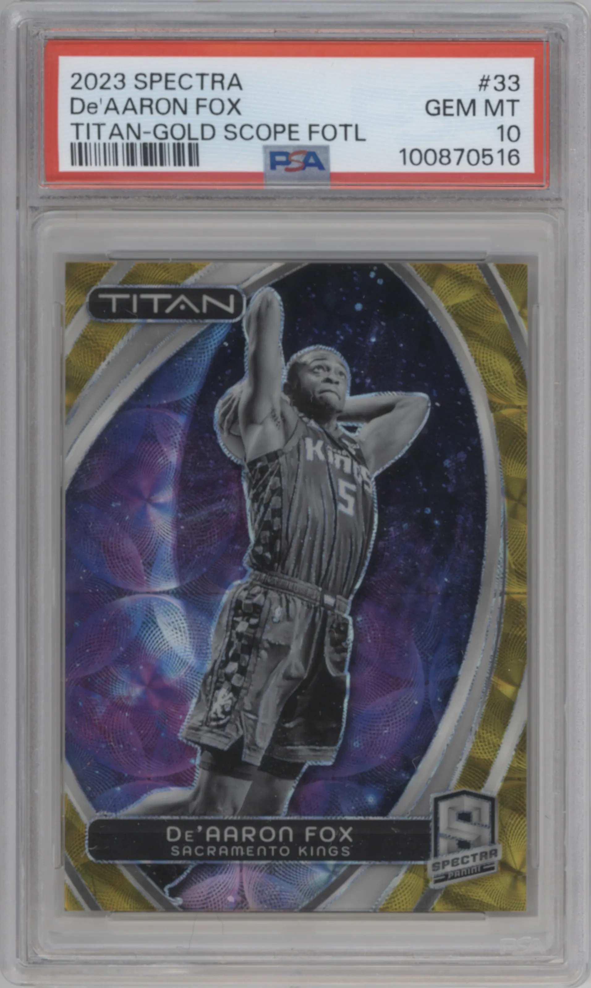 2023 Panini Spectra Titan De’Aaron Fox Gold Scope FOTL #33 PSA 10