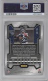 Tyjae Spears from the 2023 Panini Prizm set featuring a Blue Sparkle parallel graded by PSA and given an overall grade of 10.