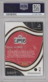 Paul George from the 2020-21 Panini Select  set featuring a Tiger parallel graded by PSA and given an overall grade of 10.