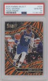 Paul George from the 2020-21 Panini Select  set featuring a Tiger parallel graded by PSA and given an overall grade of 10.