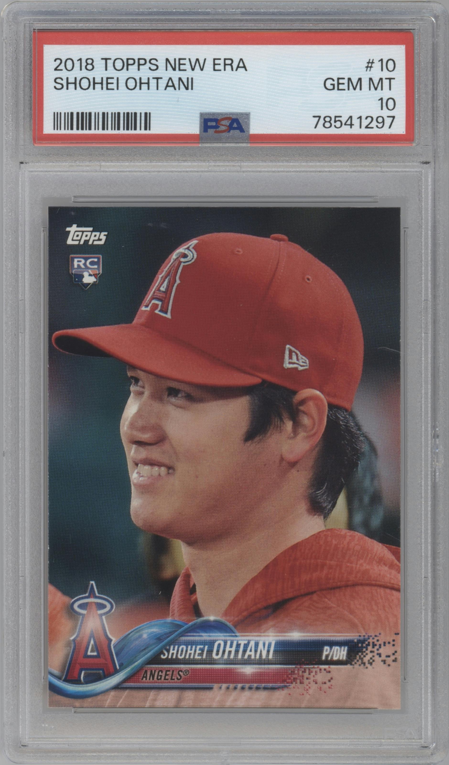 Shohei Ohtani from the 2018 Topps New Era set graded by PSA and given an overall grade of 10.