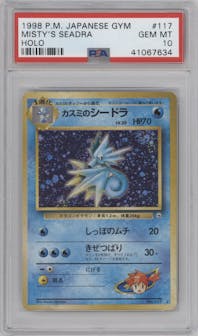 Misty's Seadra from the 1998 Pokemon JPN set graded by PSA and given an overall grade of 10.