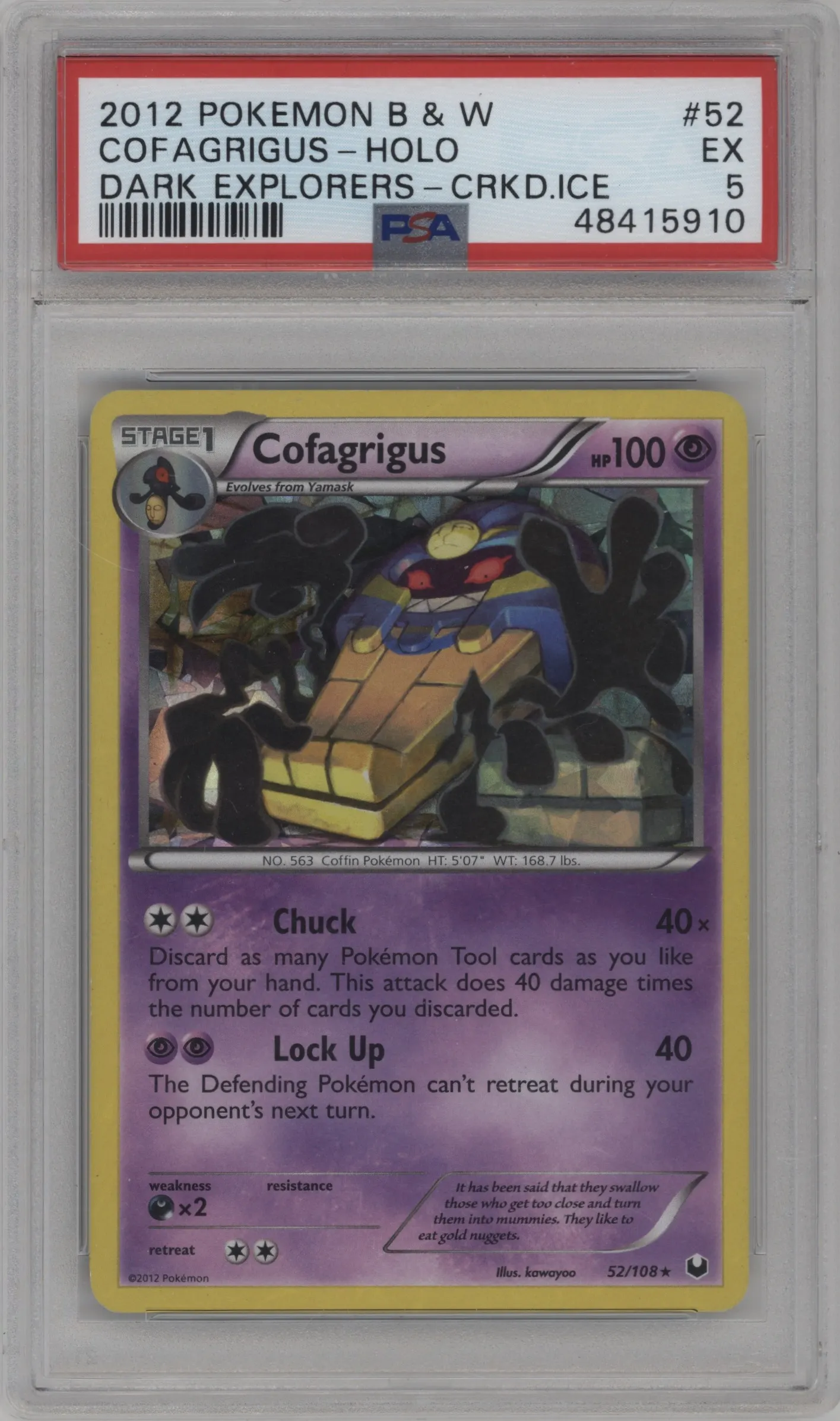 2012 Pokemon B&W Dark Explorers Cofagrigus #52 PSA 5