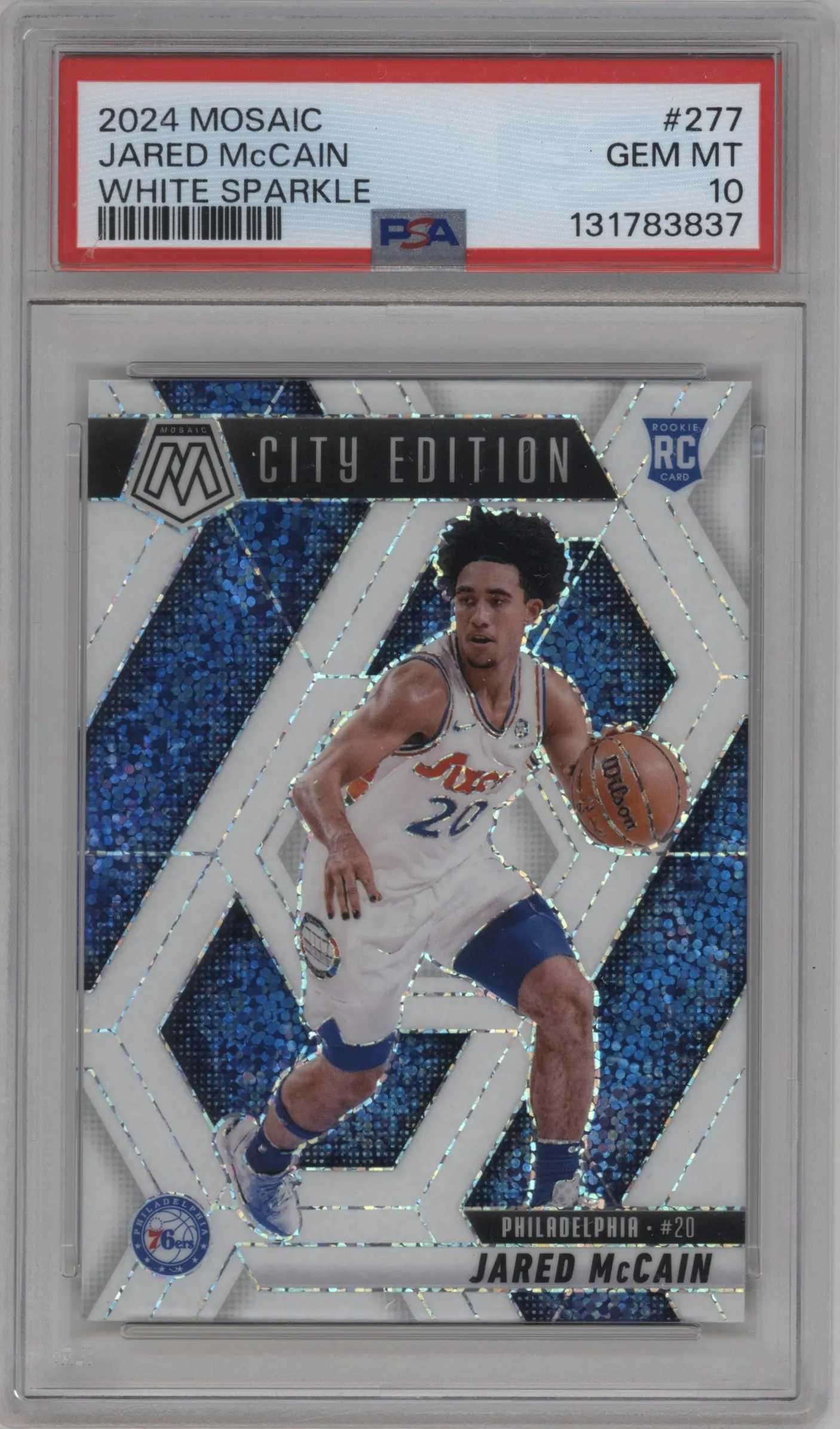 2024 Panini Mosaic Jared McCain White Sparkle #277 PSA 10
