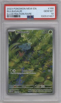 Bulbasaur from the 2023 Pokemon SV set graded by PSA and given an overall grade of 10.