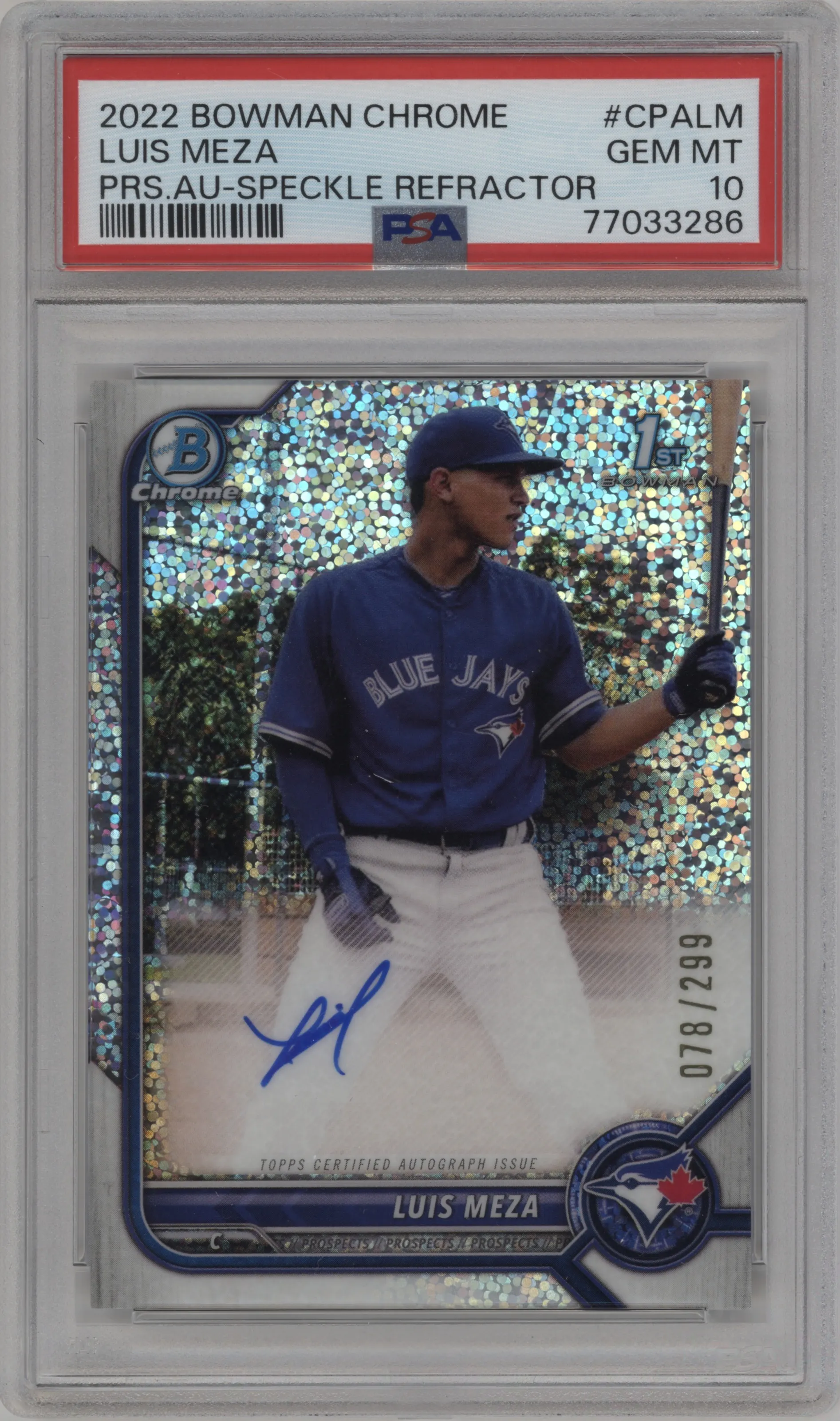2022 Bowman Chrome Pros.Auto Luis Meza Speckle Refractor #CPA-LM PSA 10