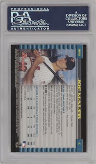 Joe Mauer  from the 2002 Bowman set graded by PSA and given an overall grade of 10.