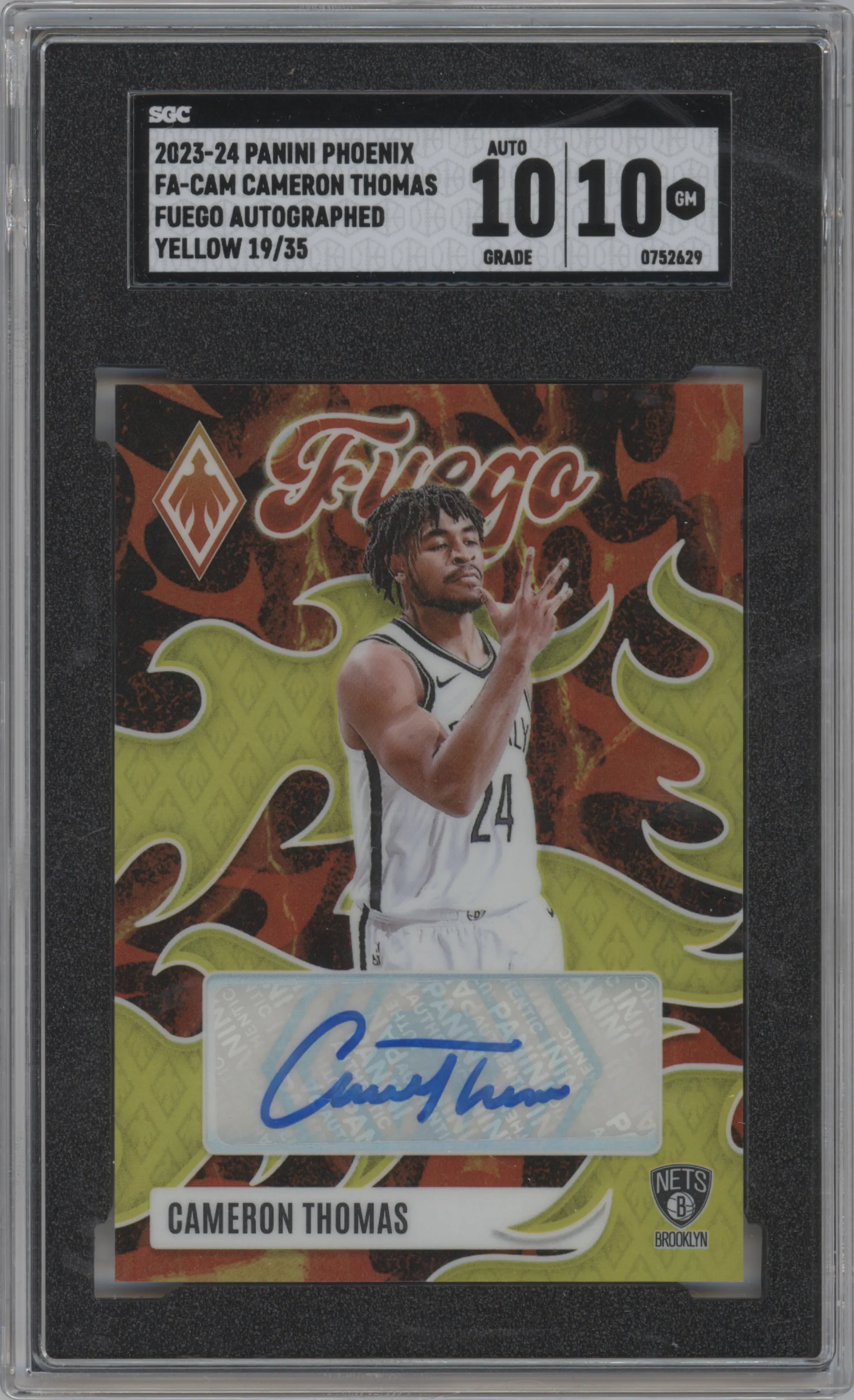 2023 Panini Phoenix Fuego Auto Cameron Thomas Yellow SGC 10