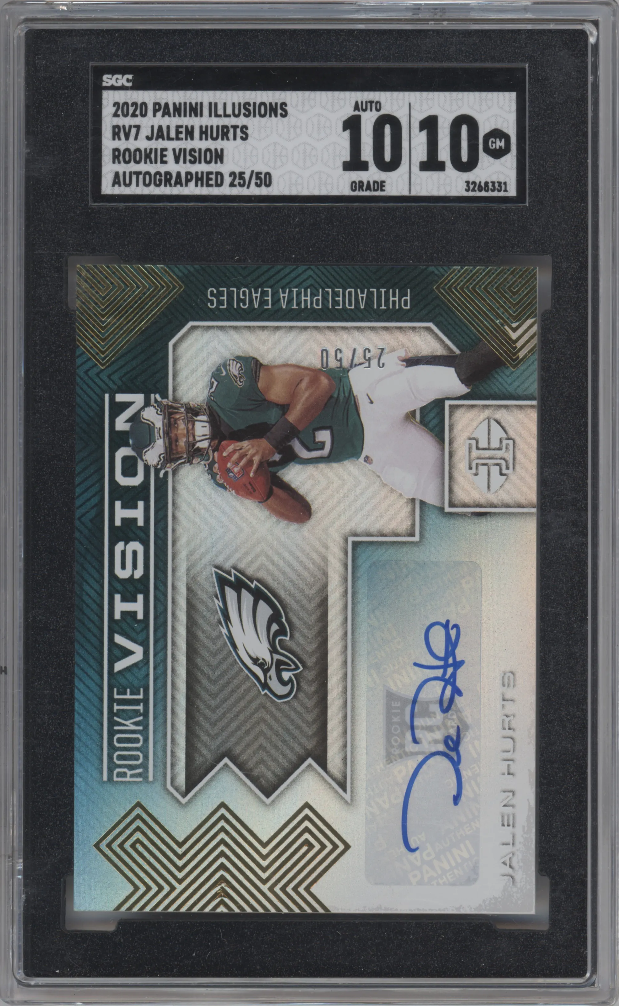 2020 Panini Illusions Rookie Vision Sig. Jalen Hurts #RV7 SGC 10