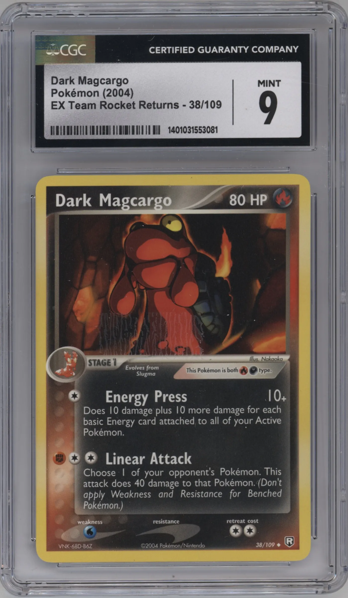 2004 Pokemon EX Team Rocket Returns Dark Magcargo #38 CGC 9