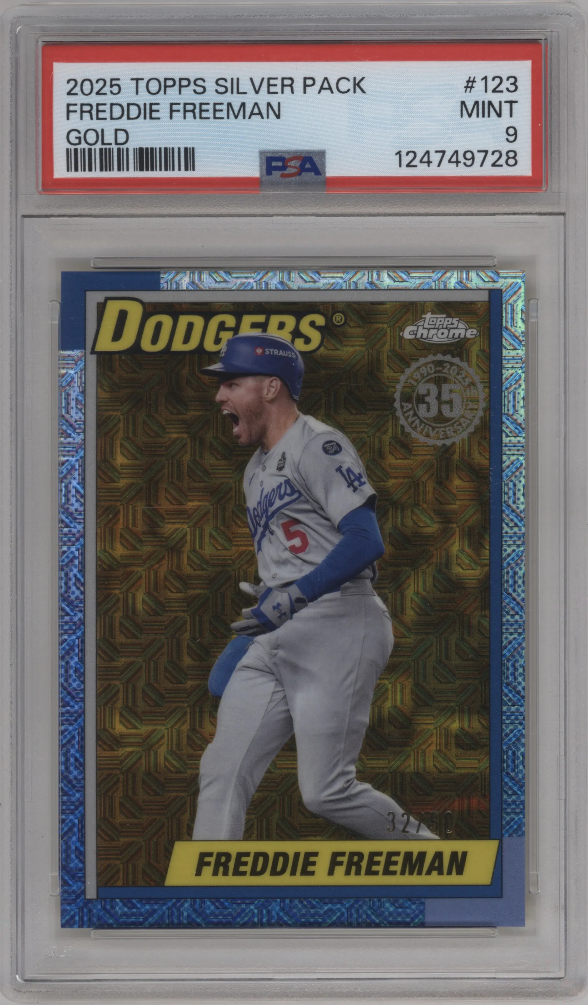 2025 Topps 1990 35th Anniv.Chr. Freddie Freeman Gold Refractors #T90C-123 PSA 9