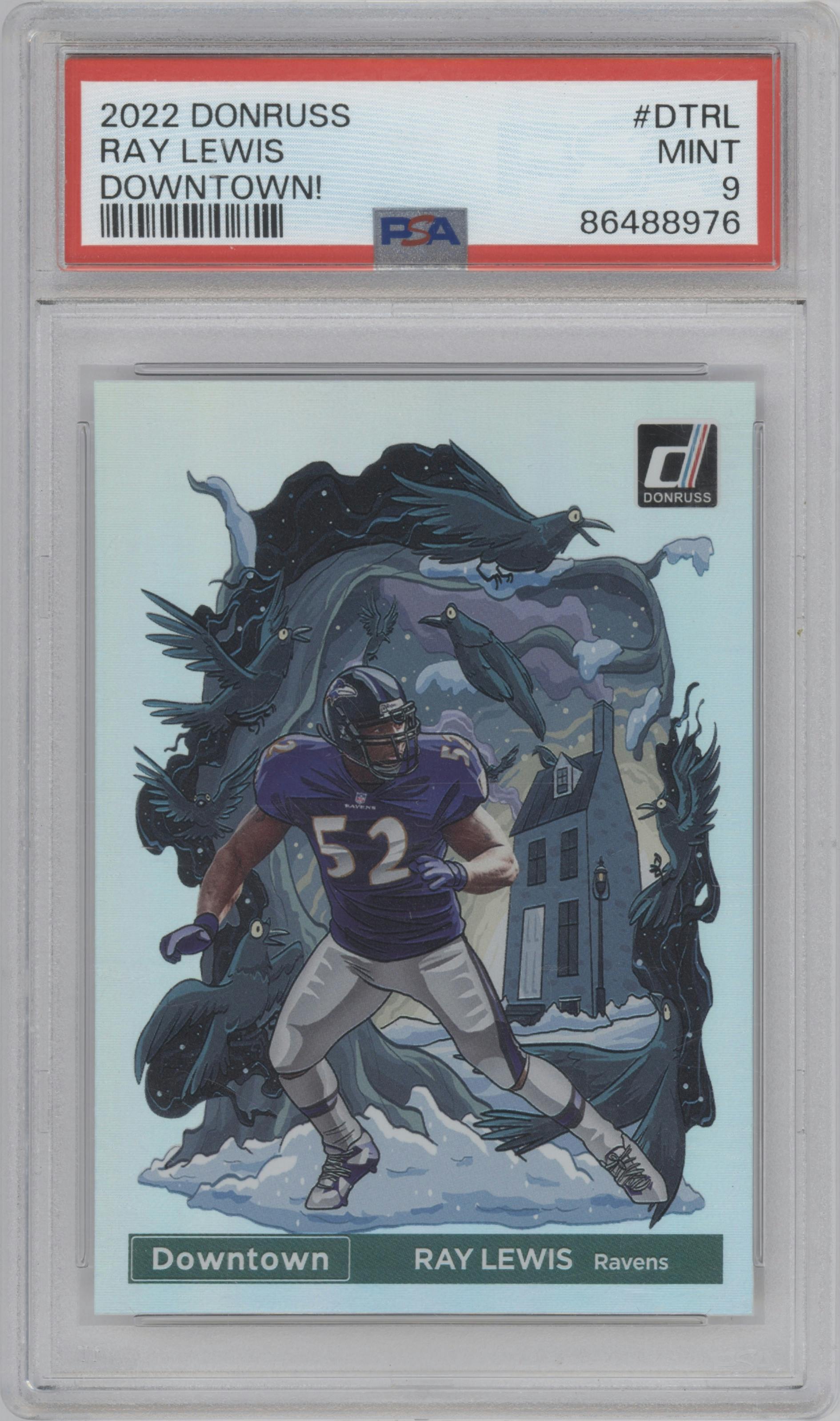 Ray Lewis from the 2022 Panini Donruss set graded by PSA and given an overall grade of 9.