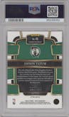 Jayson Tatum from the 2023-24 Panini Select  set featuring a Red Prizm parallel graded by PSA and given an overall grade of 10.